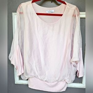 Gigi Moda Sheer Silk, Fabric Lined 36" Chest By 24" L Top Pink Womens ( Hc)